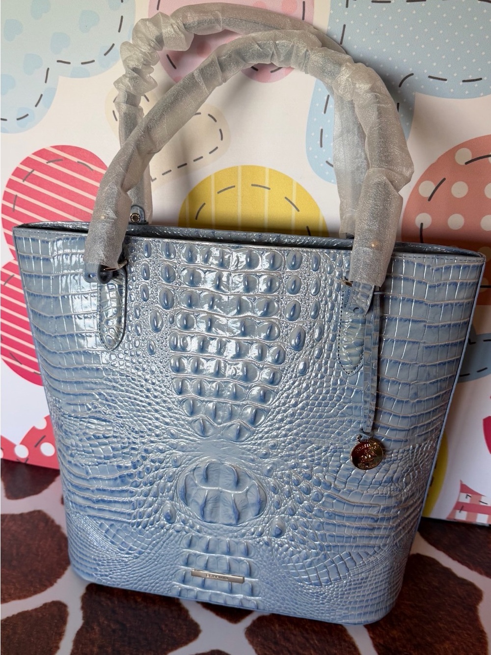 BRAHMIN EZRA HEAVENLY BLUE TOTE NWT PRETTY EYE PLACEMENT - Picture 7 of 12